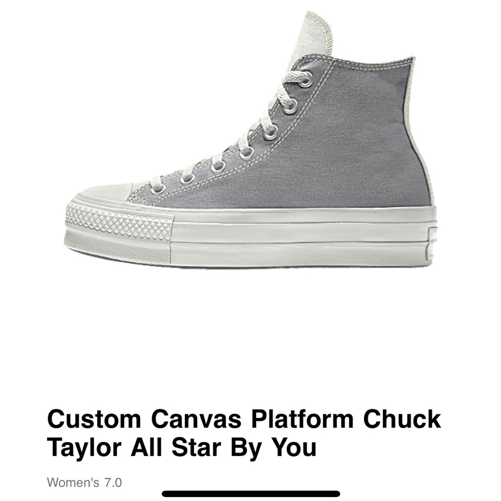 Custom Grey and White Platform Converse Size 7